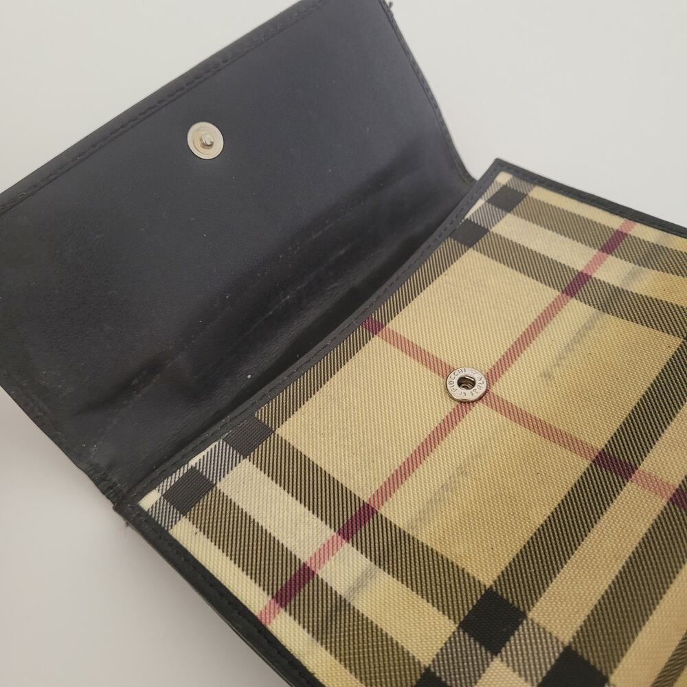 Burberry London Women's Classic Check Plaid Coated Canvas Leather Snap Wallet - Picture 10 of 15